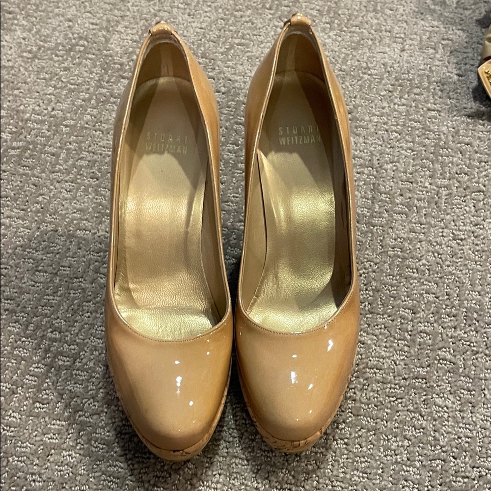 Stuart Weitzman Glossy Beige Heels